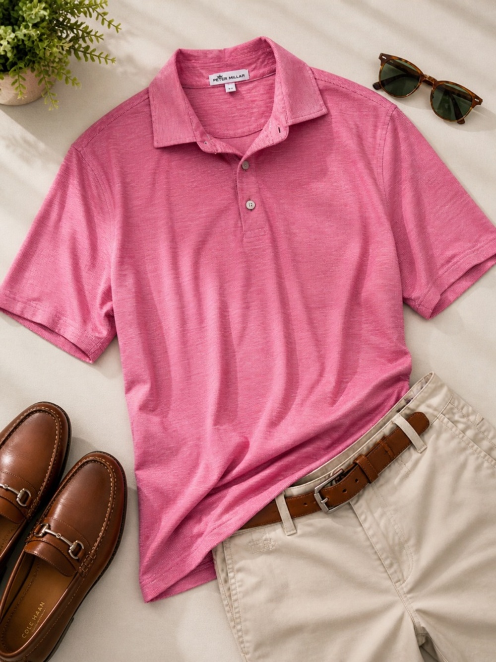 Peter Millar Pima Cotton Silk Blend Pink Polo Shirt Men’s M Luxury Stretch Golf